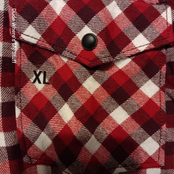 ROEBUCK & CO. RED CHECKERED SOFT FLANNEL - MEN'S XL - NEW WITHOUT TAGS - SNAPS - Picture 5 of 5